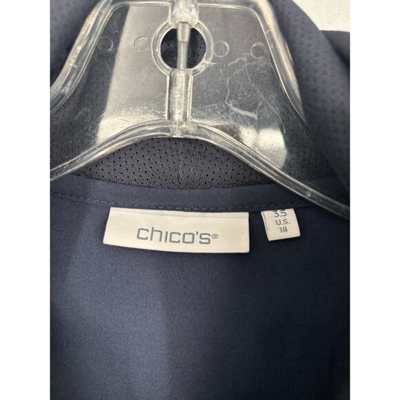 Chicos Lightweight Anorak Jacket Drawstring Womens Size 18 Navy Blue Stretch - Picture 9 of 9